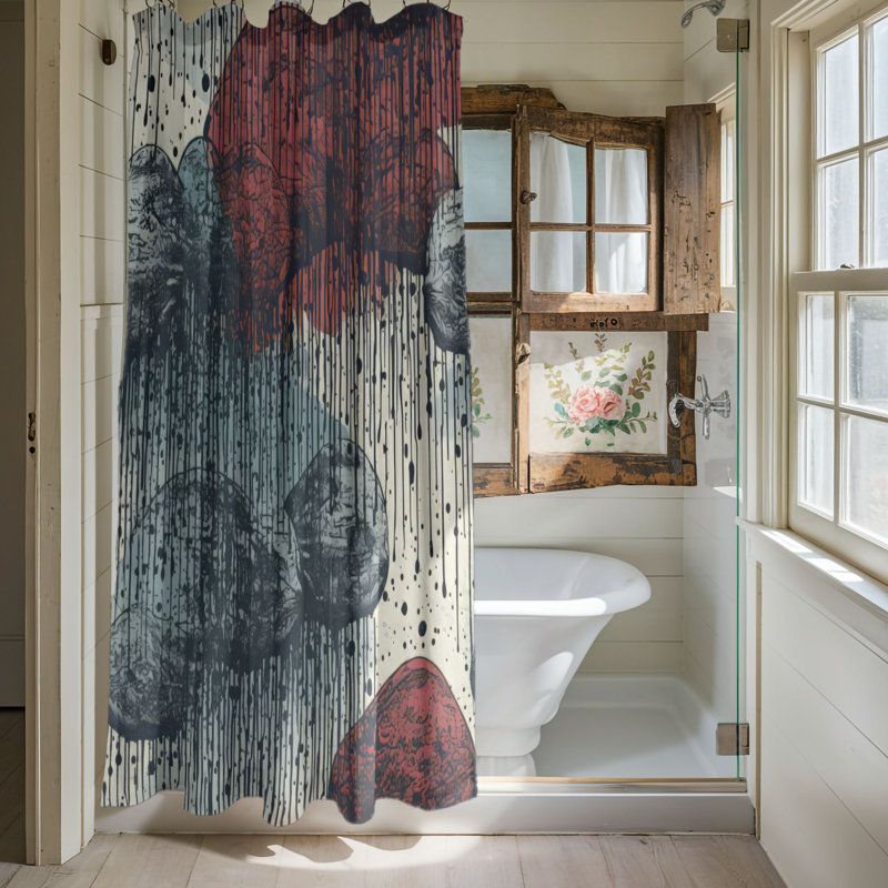 Rainy Brushwork - Premium Shower Curtain, 74" H x 71" W