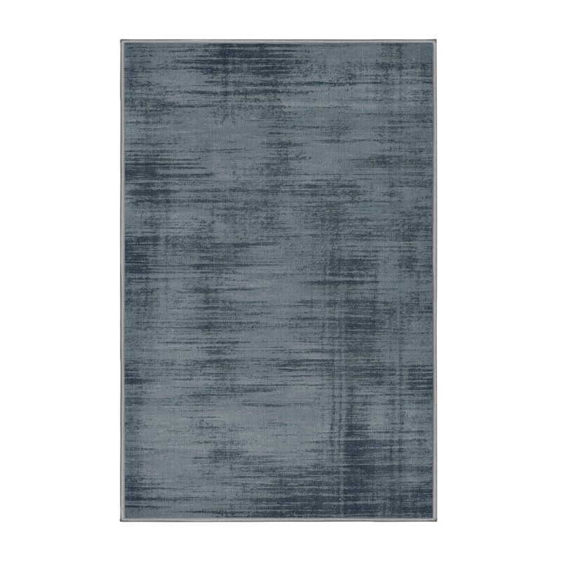 Tapis abstrait gris lavable à la machine, Rectangle 6 pi x 9 pi