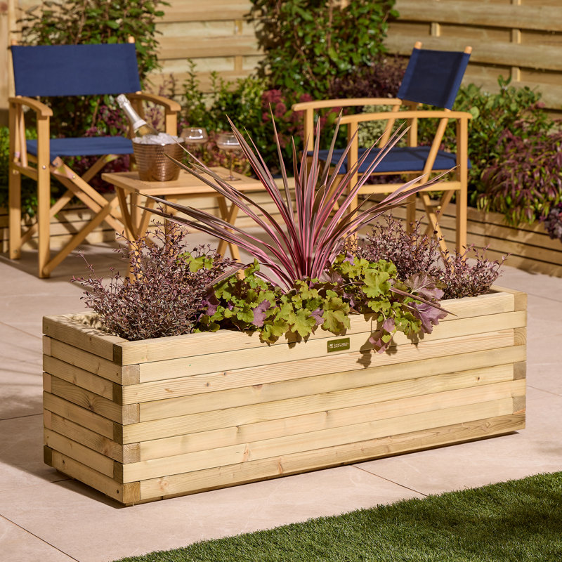 Wood Planter Box, 37 cm H x 120 cm W x 40 cm D