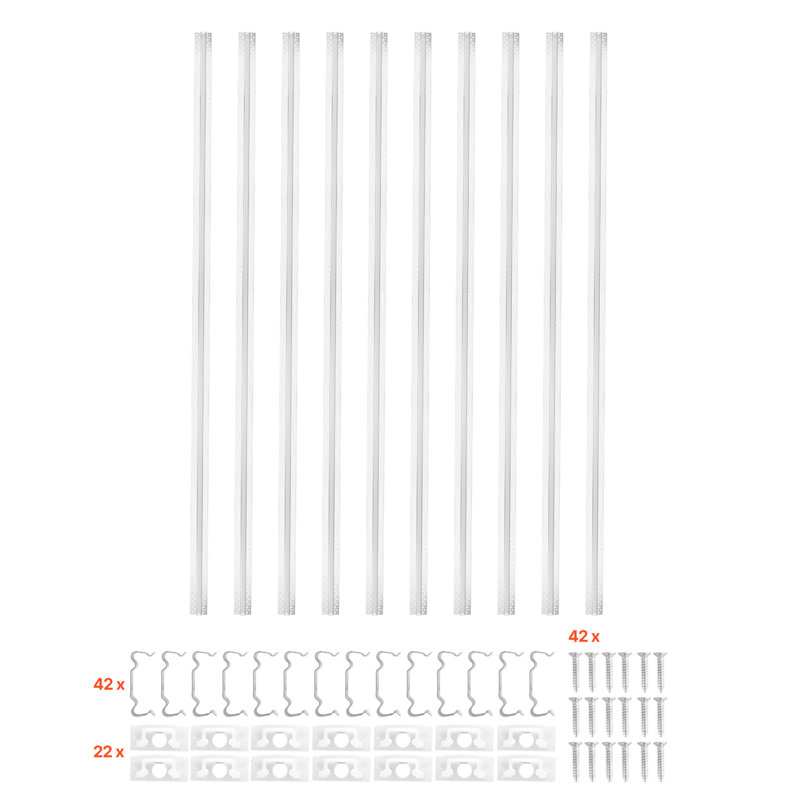 Canal de diffusion en aluminium à DEL en plâtre, 6,6 pi / 2 m, canal de diffusion encastré sans bande à DEL avec couvercle laiteux, embouts et pinces de fixation, profil en aluminium, pour mur et plafond