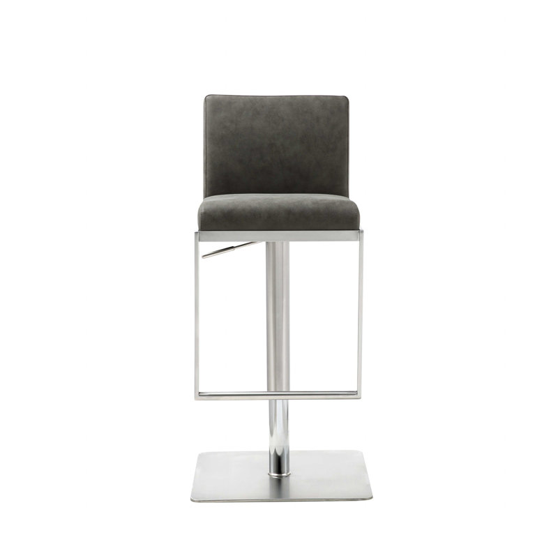 Swivel Upholstered Adjustable Height Counter Stool with Metal Frame, Gray