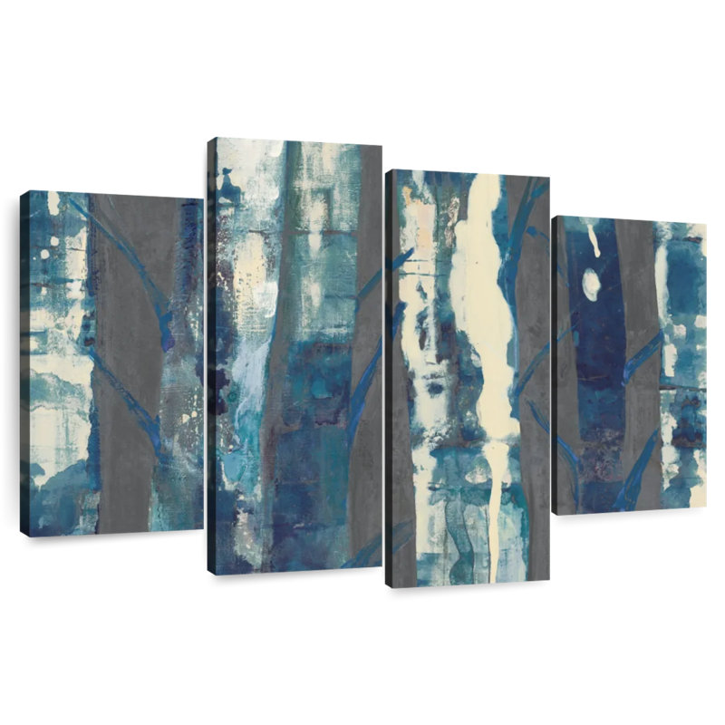 Harnek Deep Woods Indigo On Gray, 42" H x 68" W