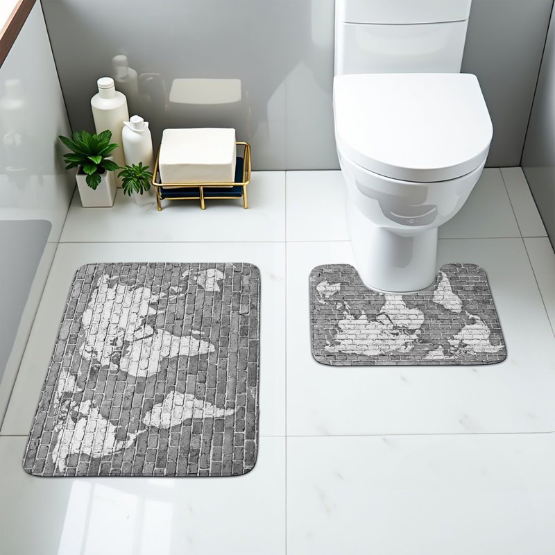  Ensemble de 2 tapis antiques pour salle de bain