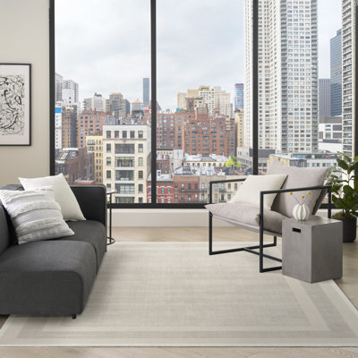 Tapis d'intérieur moderne ivoire taupe 9 pi x 12 pi Grand Street