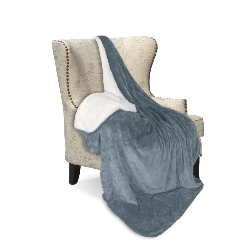 Throw Knitted Throw Blanket, Gray/White