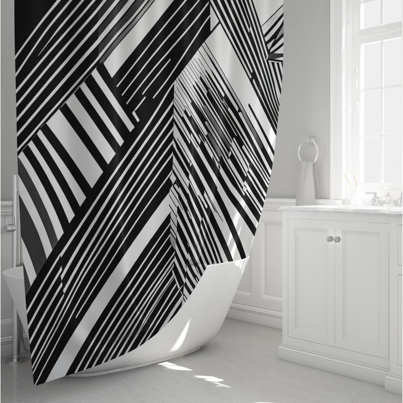 Rideau de douche abstrait Yangel, 93 po x 70 po