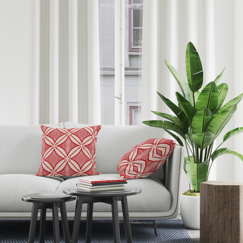 Jeté carré en polyester intérieur / extérieur, L 19 po x H 19 po, Rouge