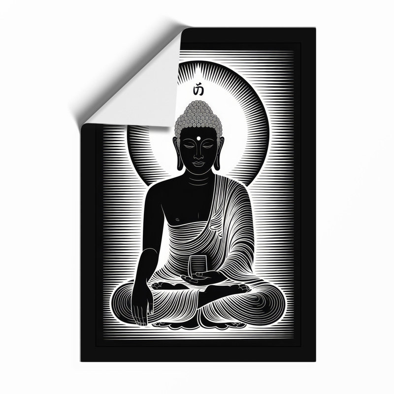 Buddha in Meditation Japandi - Framed Print, A4 - 29.7 x 21.0 cm, Unframed