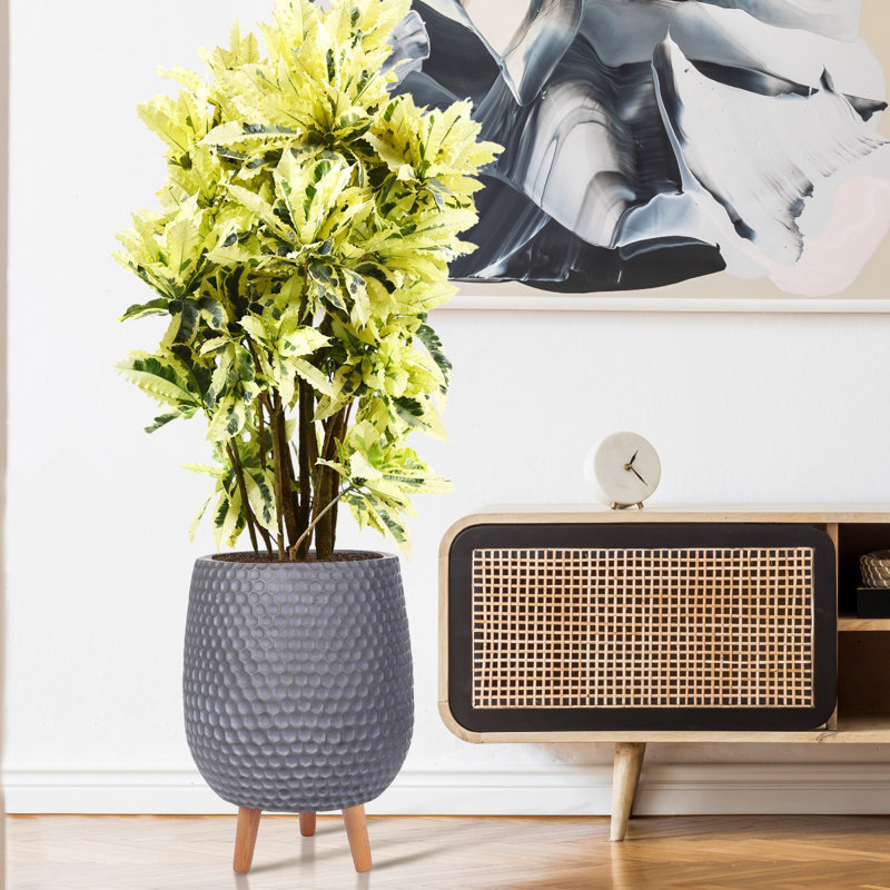 Honeycomb Style Egg Planter with Feet, 43cm H x 30cm W x 30cm D, Dark Grey