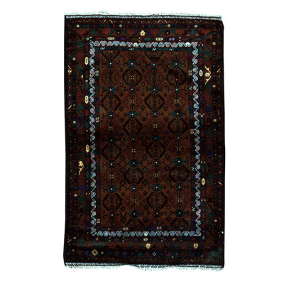 Tapis brun de haute qualité noué à la main