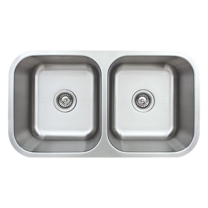 Craftsmen Series 32.5'' L Double Bowl Stainless Steel Kitchen Sink