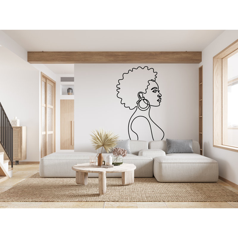 Art mural afro-américain, art de la ligne Mid Century, H 72 po x l 44 po, Lilas