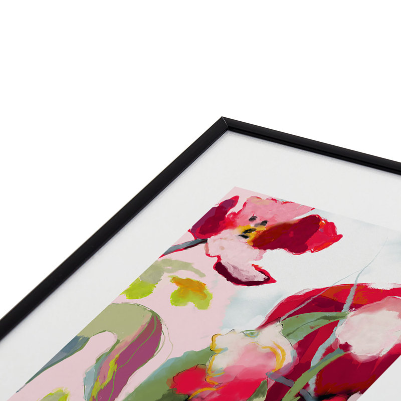 Fleur abstraite I encadrée sur papier, Noir, H 10 po x l 8 po