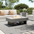 Table de foyer d'extérieur rectangulaire en acier avec réservoir de carburant caché