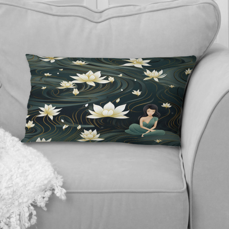 Mindful Retreat Yoga Oasis Zen - Coussin imprimé floral