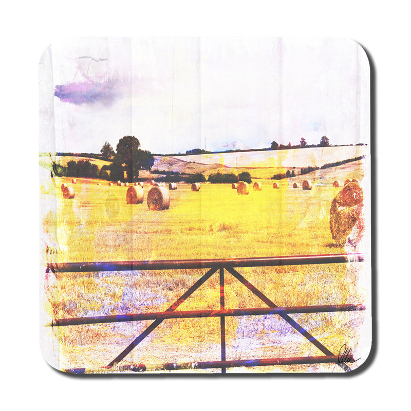 Square 6 Piece Coaster Set, Yellow