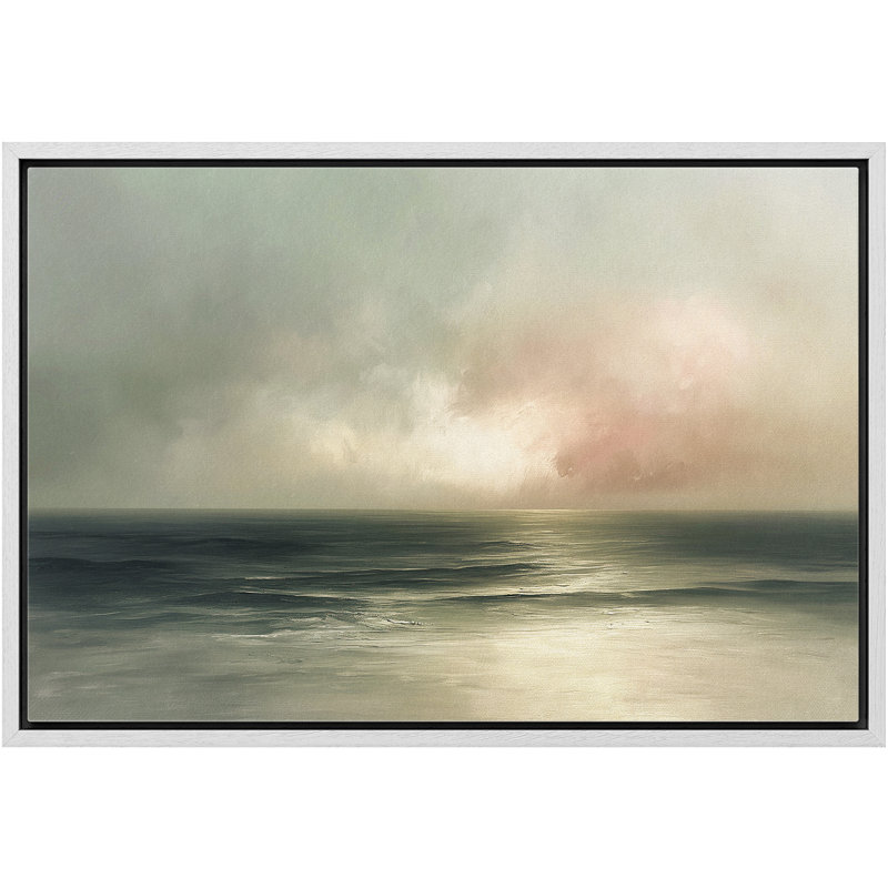 «Green Coastal Brach Ocean», reproduction d'art sur toile encadrée, Blanc, H 24 po x l 36 po