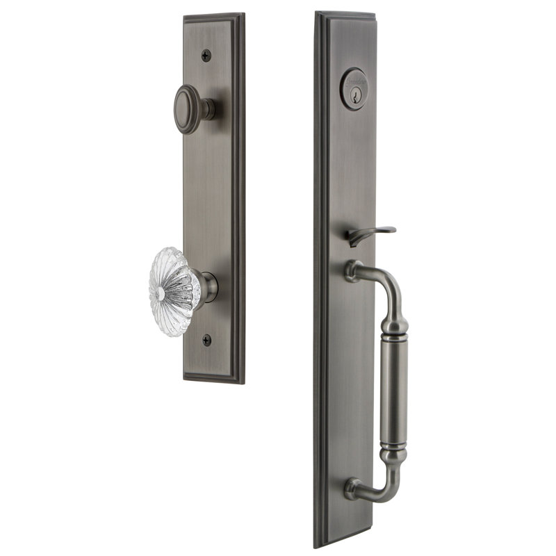 Carré Complete Inactive Dummy Handleset with Knob and Rosette, Antique Pewter