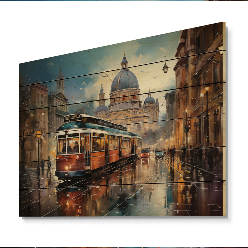 Italie, rues florentines sur bois, H 30 po x l 40 po x P 0,78 po