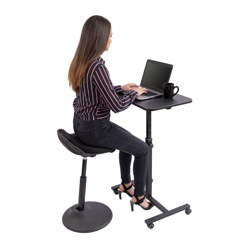 Black Adjustable Height Standing Desk Converter with Metal Frame