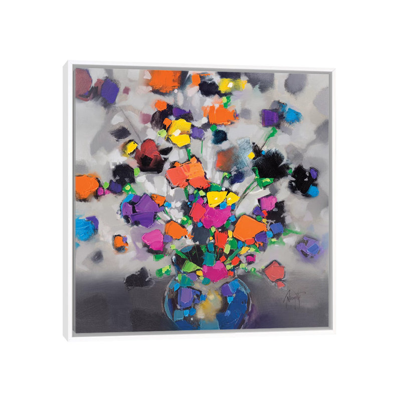 «Floral Spectrum I» par Scott Naismith - reproduction d'art, H 18 po x l 18 po x 1,5 po, Toile blanche encadrée, Aucun mat