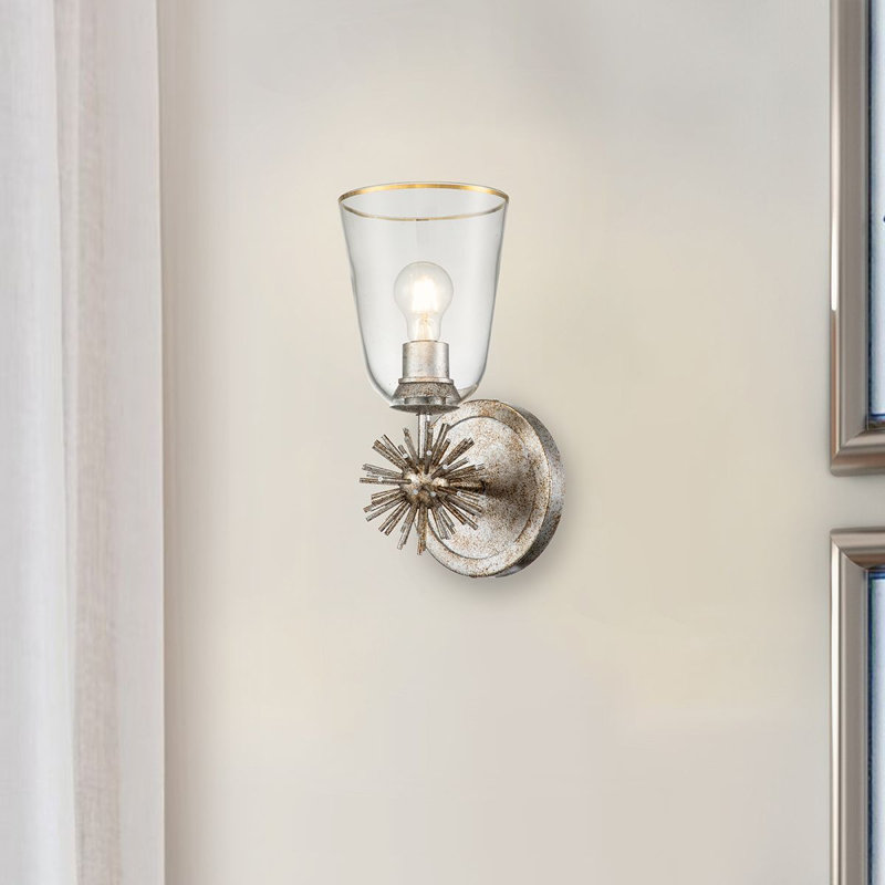 Staring 1 Light Sconce, Silver Leaf