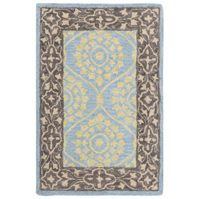 Tapis oriental en laine / coton crocheté à la main en coton / jaune Guzi