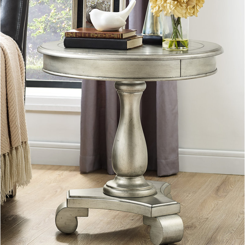 Table d'appoint à piédestal champagne - l 26 po x P 26 po, Champagne