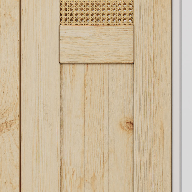 Porte pliante en bois non fini lambrissé et imitation rotin tissé à la main avec quincaillerie, 24 po x 80 po