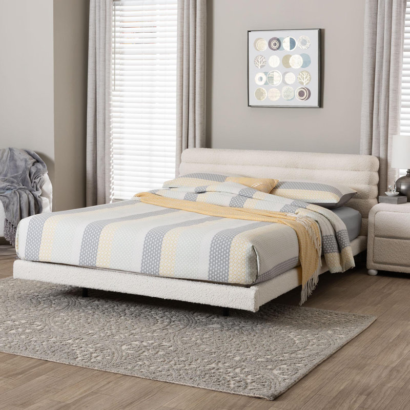 Lit flottant avec tête de lit Baxton Studio Alfie Boucle, Grand