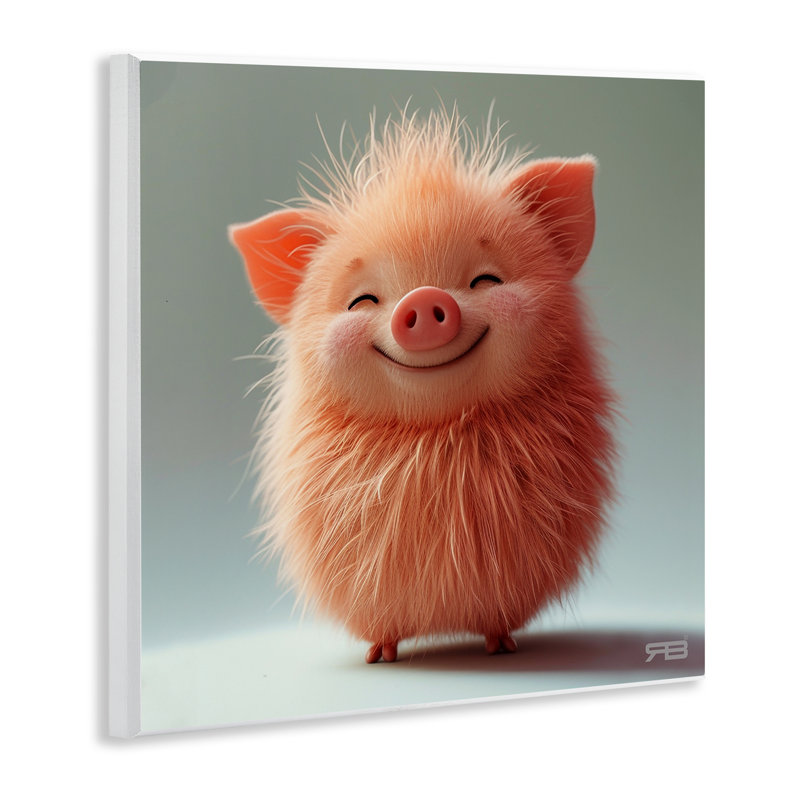 Souriant, cochon moelleux, art mural par RB