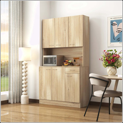 Versatile 6-Door 1-Drawer Wardrobe with Open Shelves for Bedroom