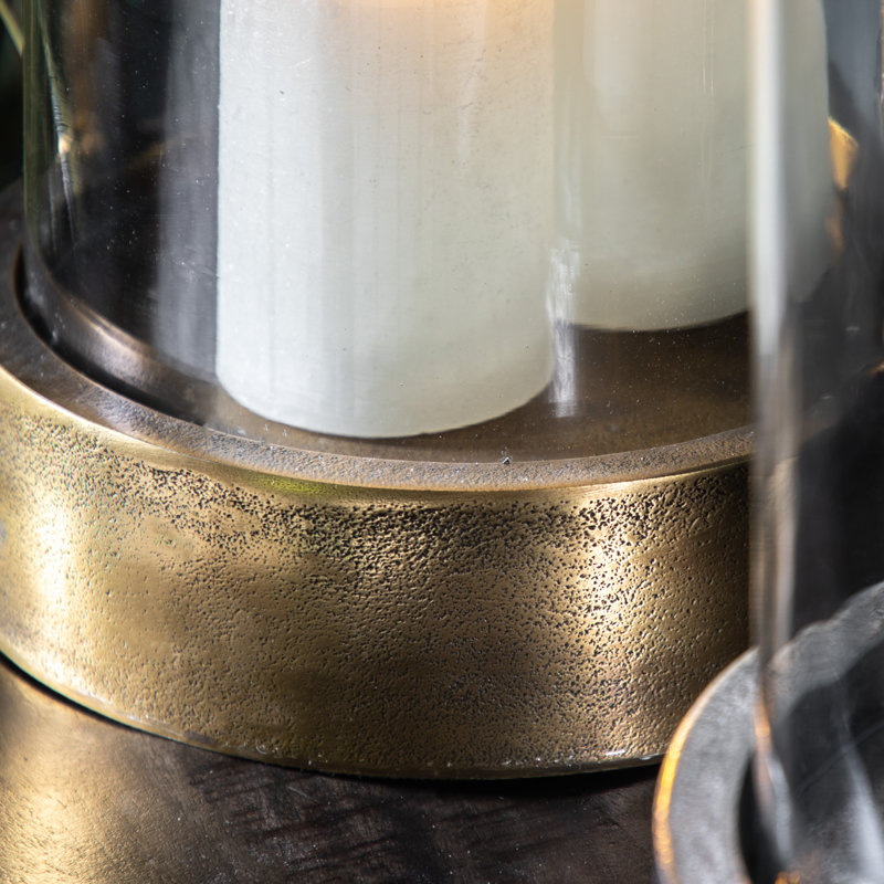Glass Tabletop / Centrepiece Hurricane, Brass
