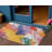 3' X 5' Gold Purple And Teal Blue Abstract Washable Indoor Outdoor Area Rug