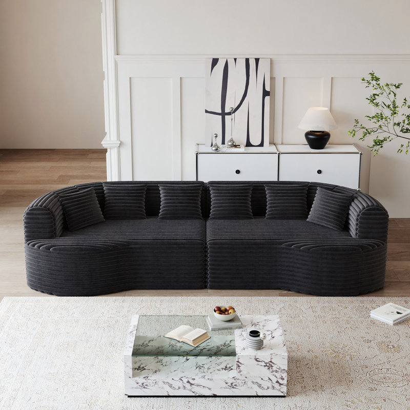 Canapé modulaire incurvé surdimensionné de 106,3 po avec 6 coussins en mousse à mémoire de forme et siège profond en velours côtelé