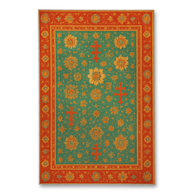 Tapis brun tissé à motif traditionnel lavable Mosso, 3 pi 3 po x 4 pi 11 po