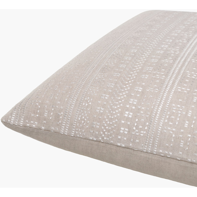 Theodore Accent Pillow, Down, Beige/Off White Geometric, 22"H x 22"W