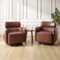 Myhia 32" W Genuine Leather Swivel Barrel Chair