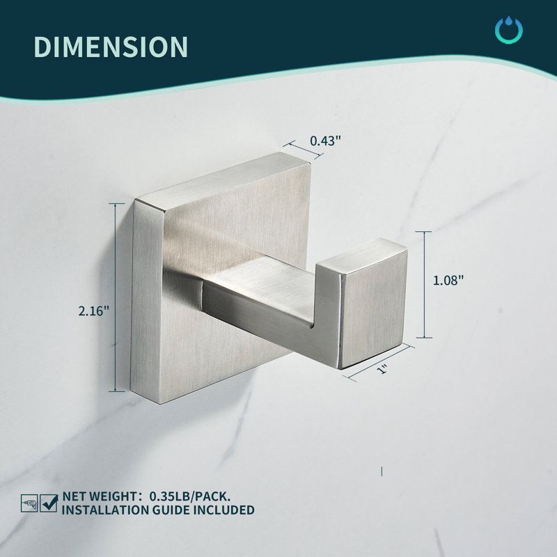 Forious Wall Mounted Towel Hook, Brushed Nickel