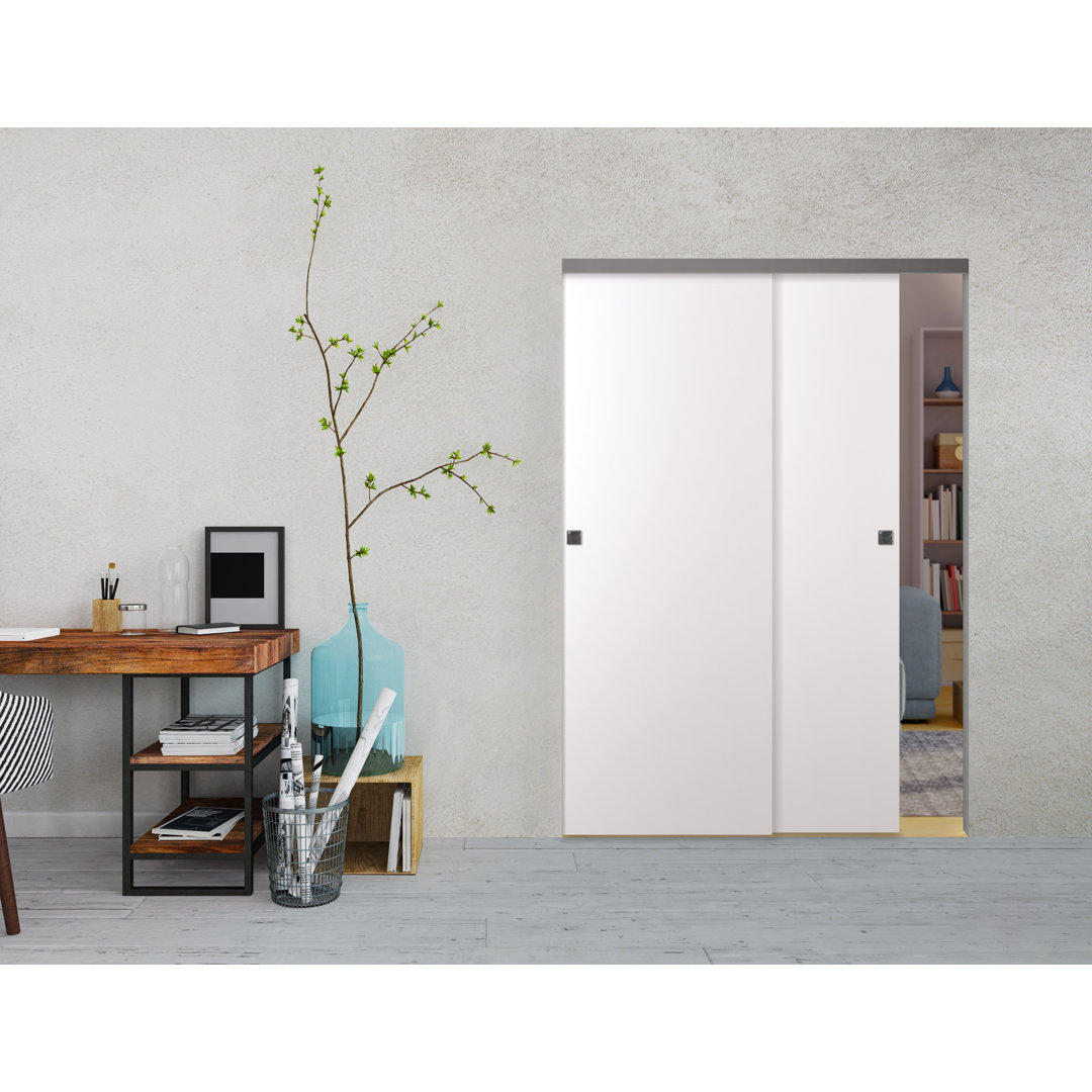 Optima 79.38'' Solid + Manufactured Wood Paneled Sliding Closet Doors Belldinni 