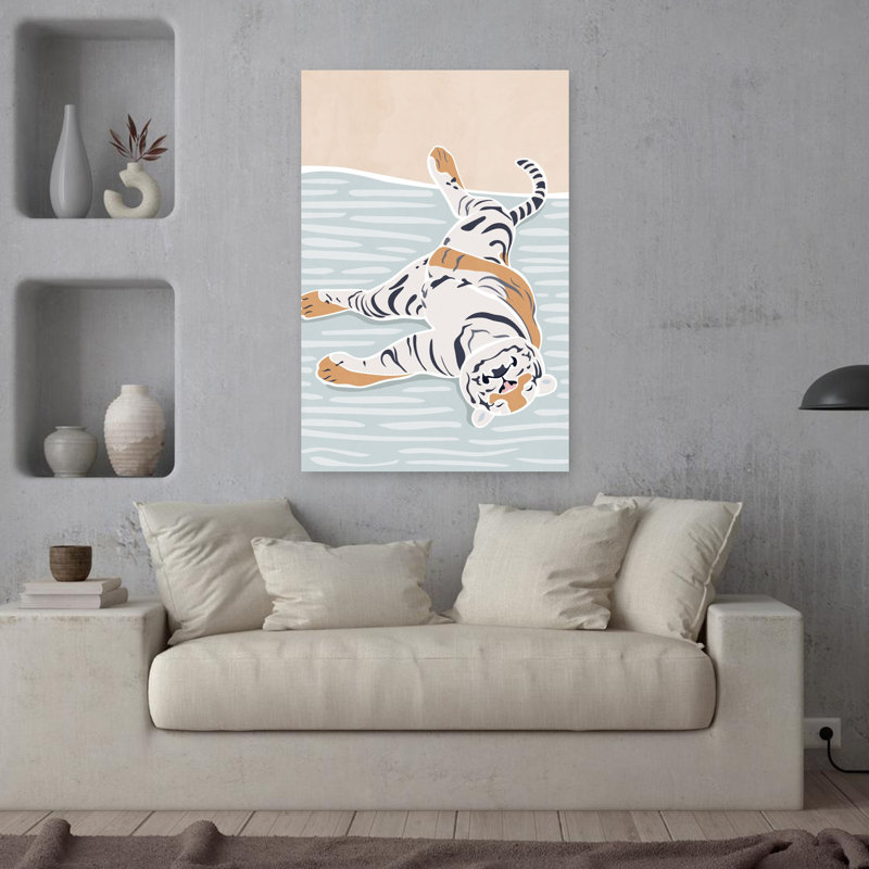 Art contemporain, art moderne tigre, H 36 po x l 24 po