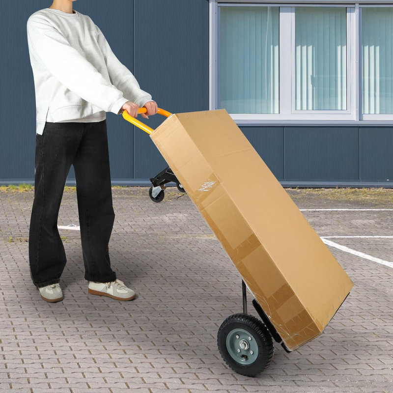 2-in-1 Convertible Hand Truck & Platform Cart, 330 lb Capacity, Yellow