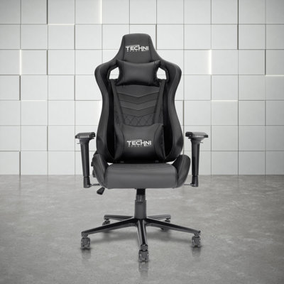 Fauteuil de jeu ergonomique à haut dossier pour PC, noir