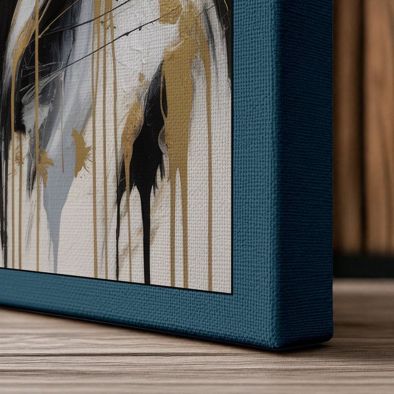 Dissolution in Gold Modern - Wrapped Canvas, 36x24 - 91.4 x 61.0 cm, Teal Border