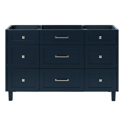 Base de meuble-lavabo simple en bois massif 54 po ARIEL Monreau bleu minuit seulement