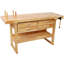 Établi 60 po en bois franc en caoutchouc avec 4 tiroirs, banc de travail robuste 330 lb, table de travail du bois pour le garage, atelier et rangement
