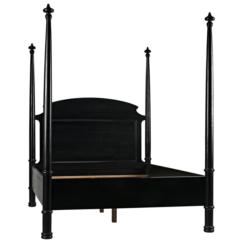 New Douglas Solid Wood Four Poster Bed, Hand Rubbed Black, Queen
