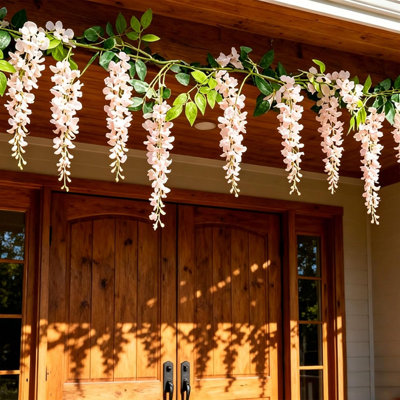 4 Pack 26Ft Wisteria Artificial Flowers, Wisteria Hanging Vines With 40 Branches, Faux Silk Flower Garland for Wedding Decorations, Garden, Home & Party Decor (Pink)