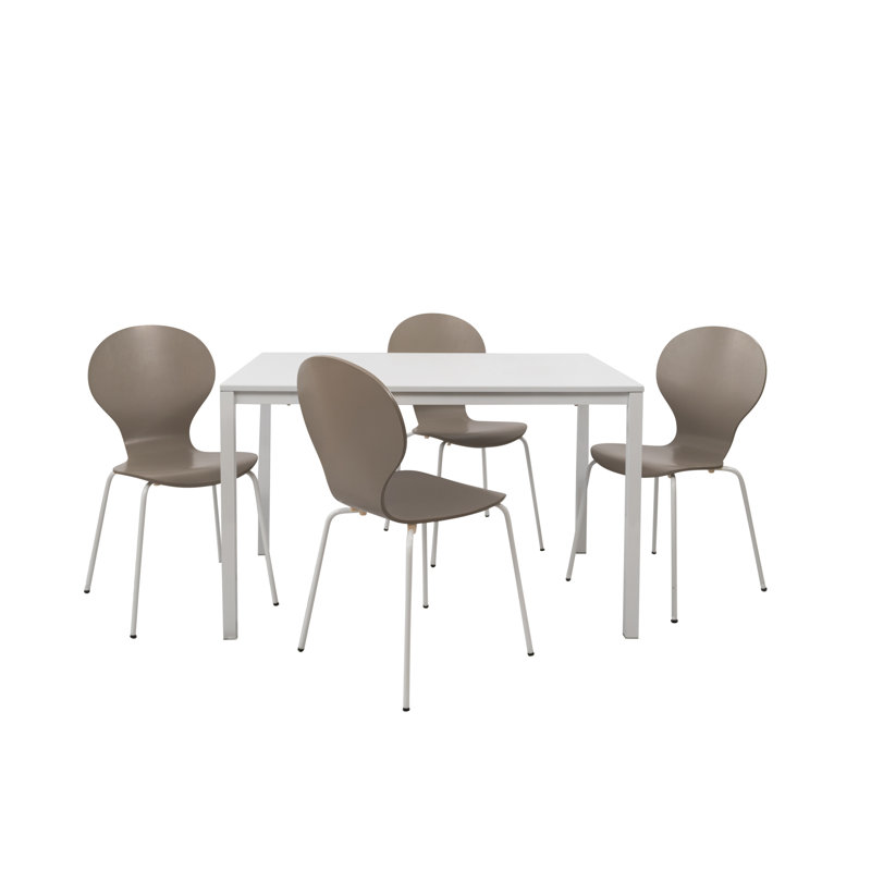 Ensemble repas pour 4 personnes Southport, Gris / Chrome, Blanc