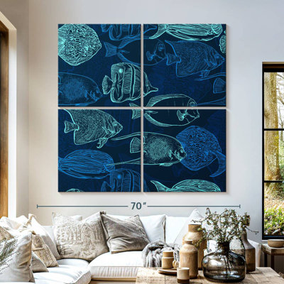 Contours de poisson bleu-vert Brampt